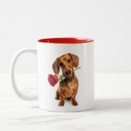 Caneca De Café Em Dois Tons Amor por Dachshund