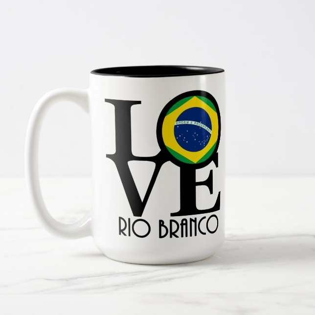 Caneca De Café Em Dois Tons AMOR Rio Branco 15oz (Esquerda)