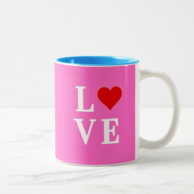 Caneca De Café Em Dois Tons Amor rosa Elegante romântico (Direita)