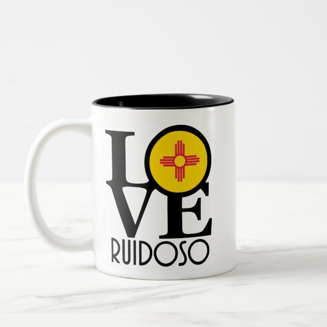 Caneca De Café Em Dois Tons AMOR Ruidoso, NM 11oz (Esquerda)