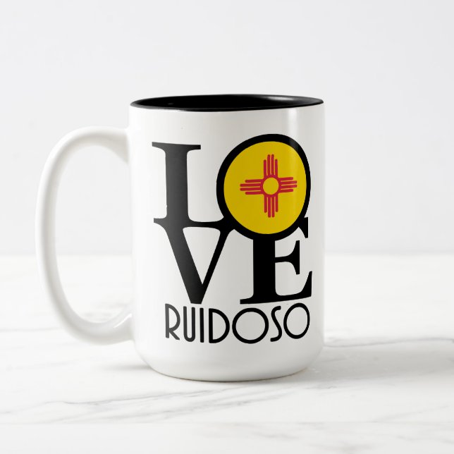 Caneca De Café Em Dois Tons AMOR Ruidoso, NM 15oz (Esquerda)
