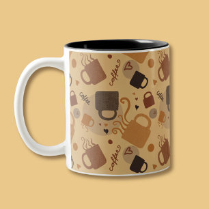 Caneca De Café Em Dois Tons Amor Russo ao Café - Padrões de Mug e Coração