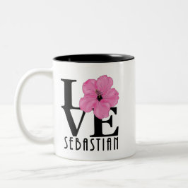 Caneca De Café Em Dois Tons AMOR Sebastian 11oz, hibisco rosa