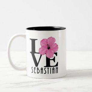 Caneca De Café Em Dois Tons AMOR Sebastian 11oz, hibisco rosa