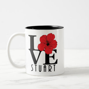 Caneca De Café Em Dois Tons AMOR Stuart Red Hibiscus 11oz