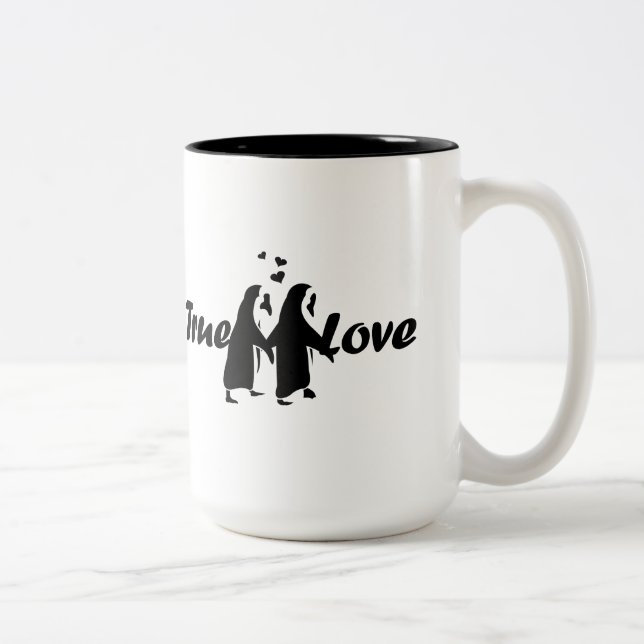 Caneca De Café Em Dois Tons Amor verdadeiro (pinguim) (Direita)