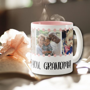Caneca De Café Em Dois Tons Amor Vovó Doce Blush Cor-de-rosa 4 Colagem de Foto