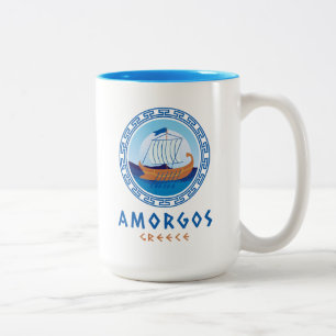 Caneca De Café Em Dois Tons Amorgos, Grécia de navio grego Design
