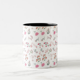 Caneca De Café Em Dois Tons Amortecimento de Delicadas Flores de Mola em Padrã