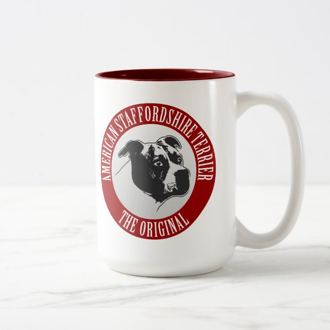 Caneca De Café Em Dois Tons AmStaff BOY 3 conversas circle, taça, Cup/ (Direita)