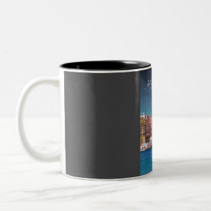 Caneca De Café Em Dois Tons Amsterdã Países Baixos - Poster de viagens à noite