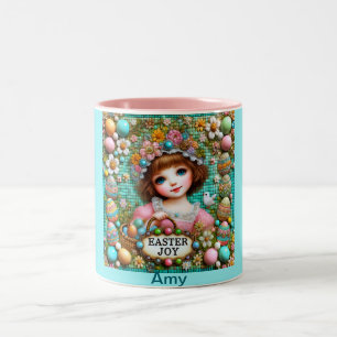 Caneca De Café Em Dois Tons AMY ~ VINTAGE GIRL~ Muito doce