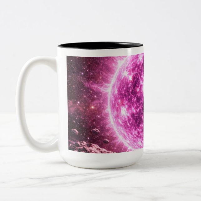 Caneca De Café Em Dois Tons An Outer Space Pink Star (Esquerda)
