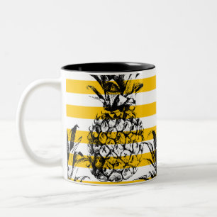 Caneca De Café Em Dois Tons Ananases e tiras