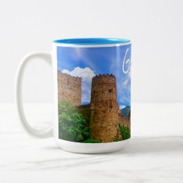 Caneca De Café Em Dois Tons Ananuri Castle Georgia Aragvi Caucuses Montanhas