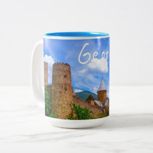 Caneca De Café Em Dois Tons Ananuri Castle Georgia Aragvi Caucuses Montanhas