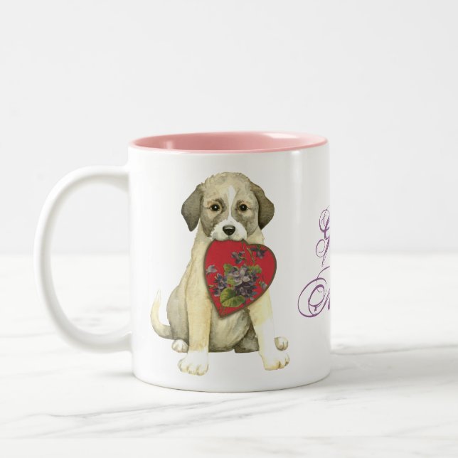 Caneca De Café Em Dois Tons Anatólia Shepherd Dog Heart Mãe (Esquerda)