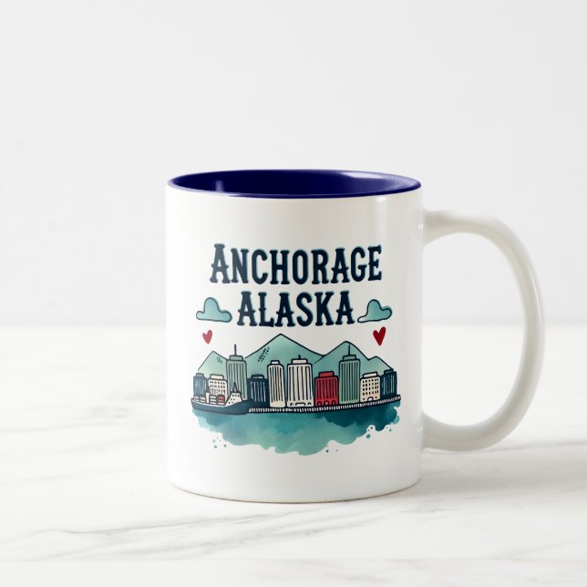 Caneca De Café Em Dois Tons Anchorage Alaska (Direita)