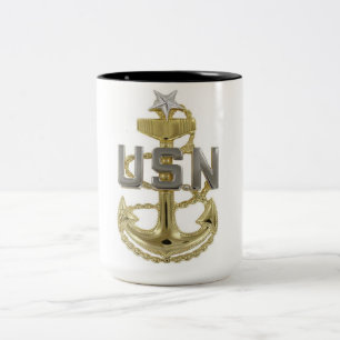 Caneca De Café Em Dois Tons Âncora do Suboficial Sênior da Marinha dos EUA (SC
