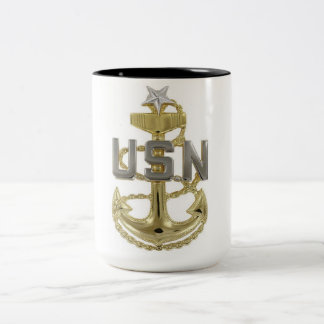 Caneca De Café Em Dois Tons Âncora do Suboficial Sênior da Marinha dos EUA (SC