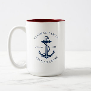 Caneca De Café Em Dois Tons Âncora Náutica de Navio de Cruzeiro de Família Per
