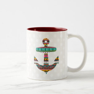 Caneca De Café Em Dois Tons Âncora tribal