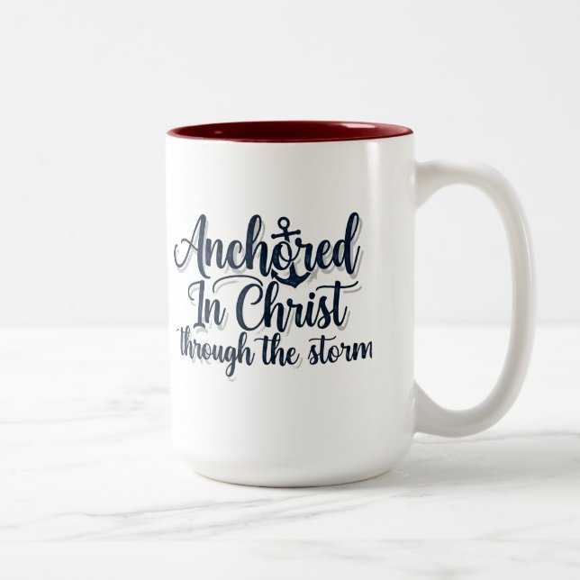 Caneca De Café Em Dois Tons Ancorado no Cristo (Direita)