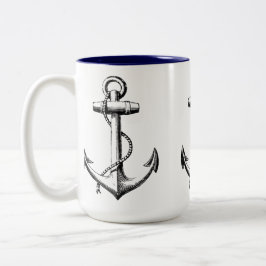 Caneca De Café Em Dois Tons Âncoras