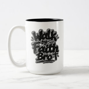 Caneca De Café Em Dois Tons Ande pela fé, irmão
