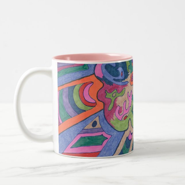 Caneca De Café Em Dois Tons Ande pelo Groovy Rainbow, abstrato (Esquerda)