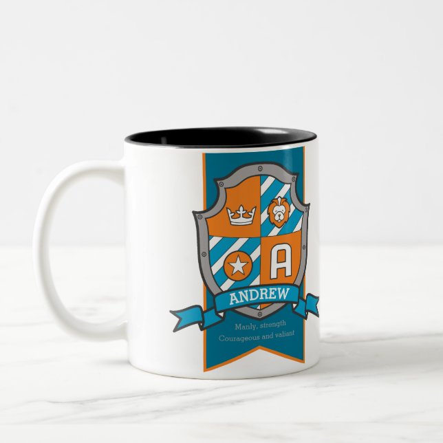 Caneca De Café Em Dois Tons Andrew - Letra A crest - nome laranja que signific (Esquerda)