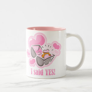 Caneca De Café Em Dois Tons Anel que do coração eu disse sim