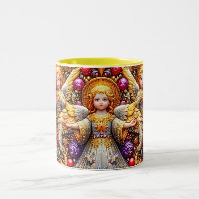 CANECA DE CAFÉ EM DOIS TONS ~ ANGELAS DO NATAL ~ (Centro)