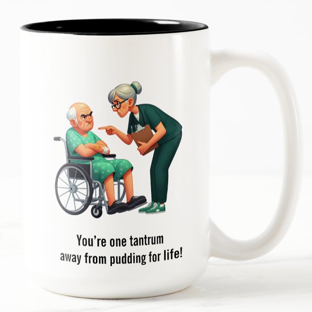 Caneca De Café Em Dois Tons Angry Nurse Dealing With Stubborn Elderly Patient  (Criador carregado)
