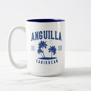 Caneca De Café Em Dois Tons Anguilla Palmeira Caribenha 1980