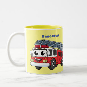 Caneca De Café Em Dois Tons Animação de bombeiros felizes