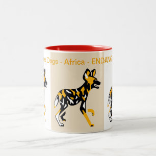 Caneca De Café Em Dois Tons Animais africanos - Cães pintados - Cães caçadores