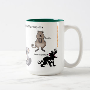 Caneca De Café Em Dois Tons Animais australianos - Marsupiais - Vida selvagem