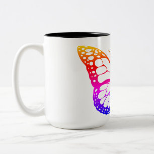 Caneca De Café Em Dois Tons Animais, borboletas, design