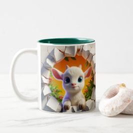 Caneca De Café Em Dois Tons Animais de café de cacau quente de cabra branca 3D