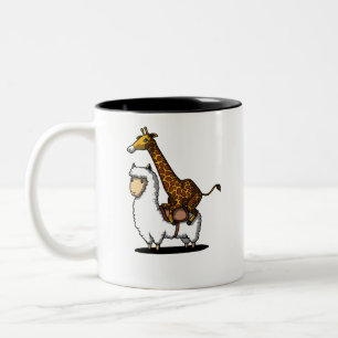 Caneca De Café Em Dois Tons Animais engraçados da alpaca bonito do lama da