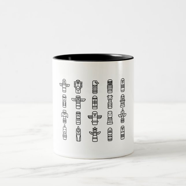 Caneca De Café Em Dois Tons Animais Haida Nativos Indianos Indígenas Haida (Centro)