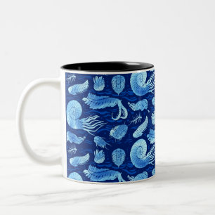 Caneca De Café Em Dois Tons Animais marinhos antigos: Trilobitas, Anomalocaris