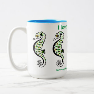 Caneca De Café Em Dois Tons Animais selvagens - Adoro SEAHORSES - Oceanos