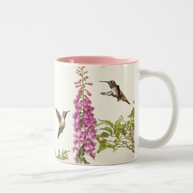 Caneca De Café Em Dois Tons Animais selvagens animais do pássaro do colibri (Direita)