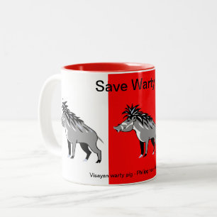 Caneca De Café Em Dois Tons Animais selvagens - Save Warty PIGS - Animal ativi