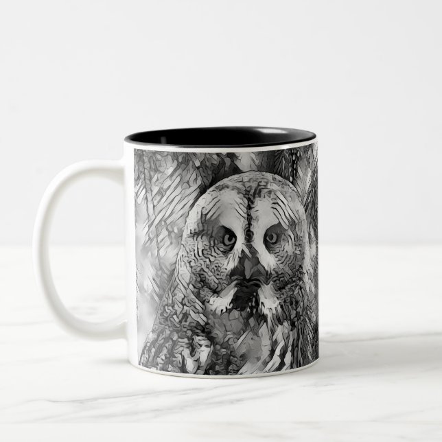Caneca De Café Em Dois Tons AnimalArtBW_Owl_001 (Esquerda)