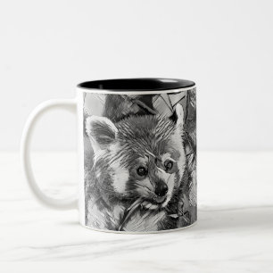 Caneca De Café Em Dois Tons AnimalArtBW_RedPanda_003