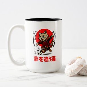 Caneca De Café Em Dois Tons Anime de Futebol de Samurai Japonês Neko Caçador d
