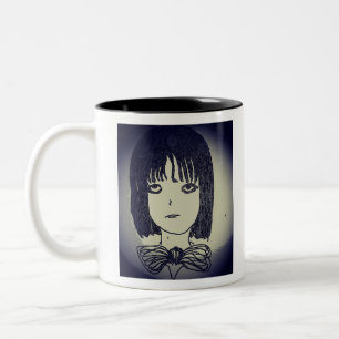 Caneca De Café Em Dois Tons anime-manga garota de humor negro yaei desenhando 